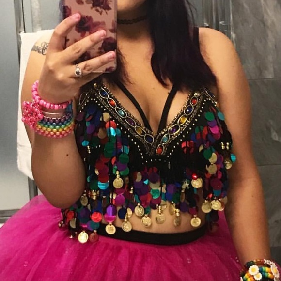 Dolls Kill Tops - Rave Coin Sequin Top